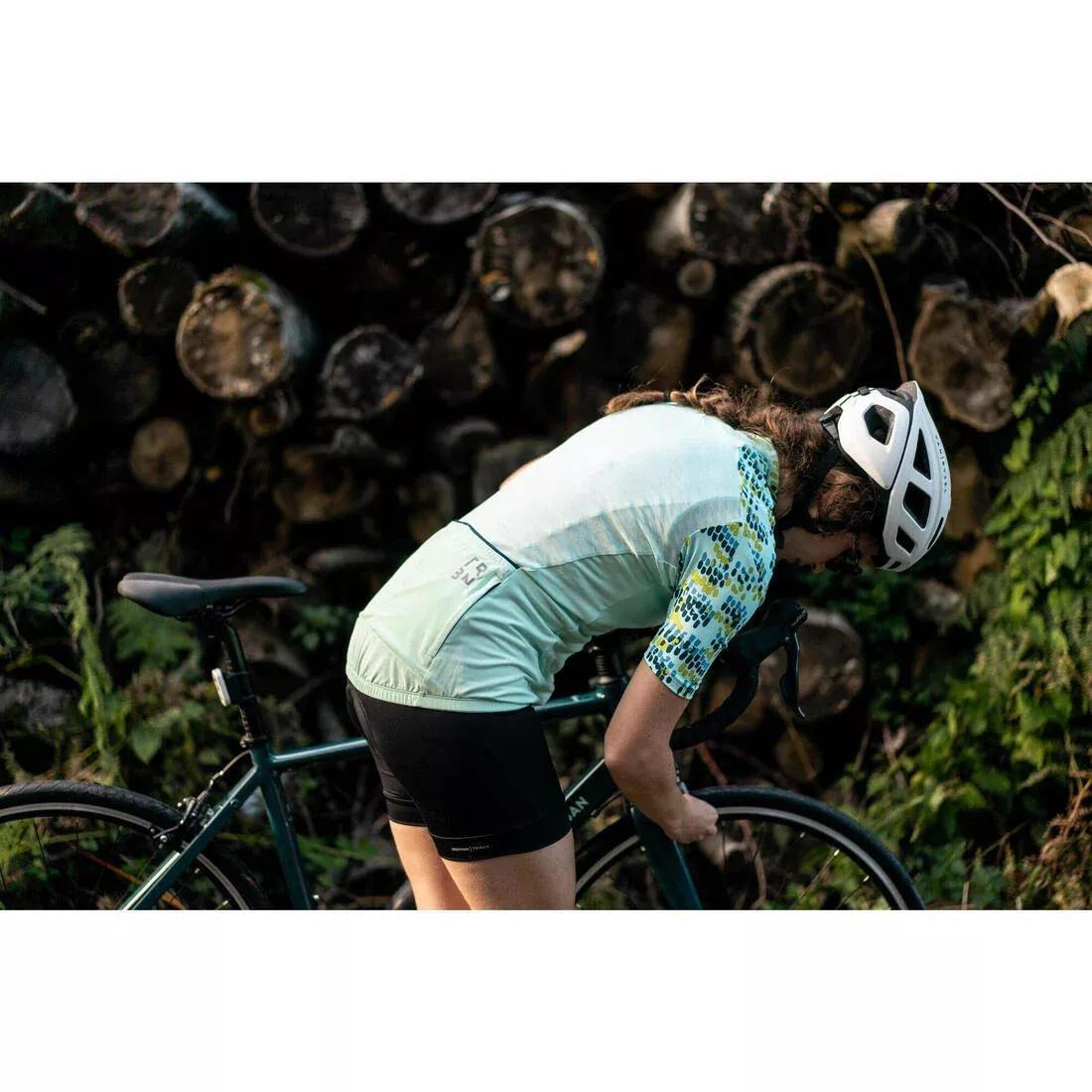 Womens Cycling Short-Sleeved Jersey - 500 Sunplant, Blue, , large image number 8