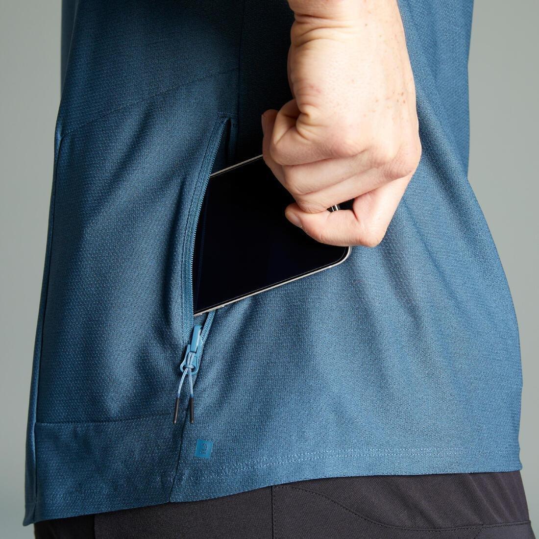 Mens Short-Sleeved Mountain Bike Jersey - Expl 100, Blue, No Color, medium