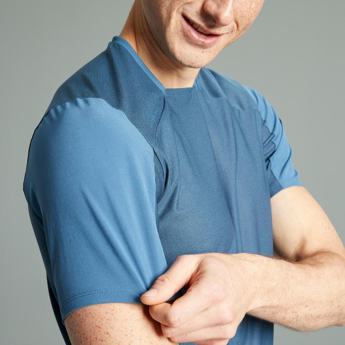 Mens Short-Sleeved Mountain Bike Jersey - Expl 100, Blue, No Color, medium