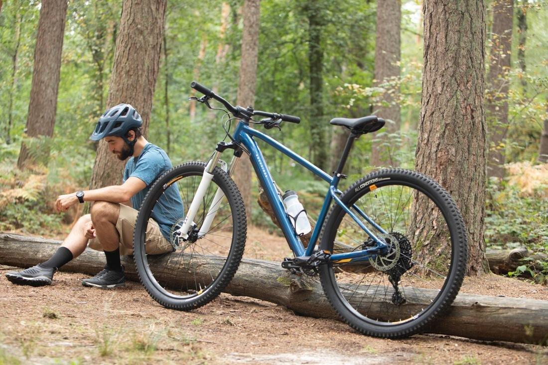 Mens Short-Sleeved Mountain Bike Jersey - Expl 100, Blue, No Color, medium