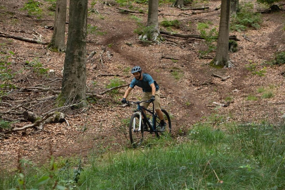 Mens Short-Sleeved Mountain Bike Jersey - Expl 100, Blue, No Color, medium