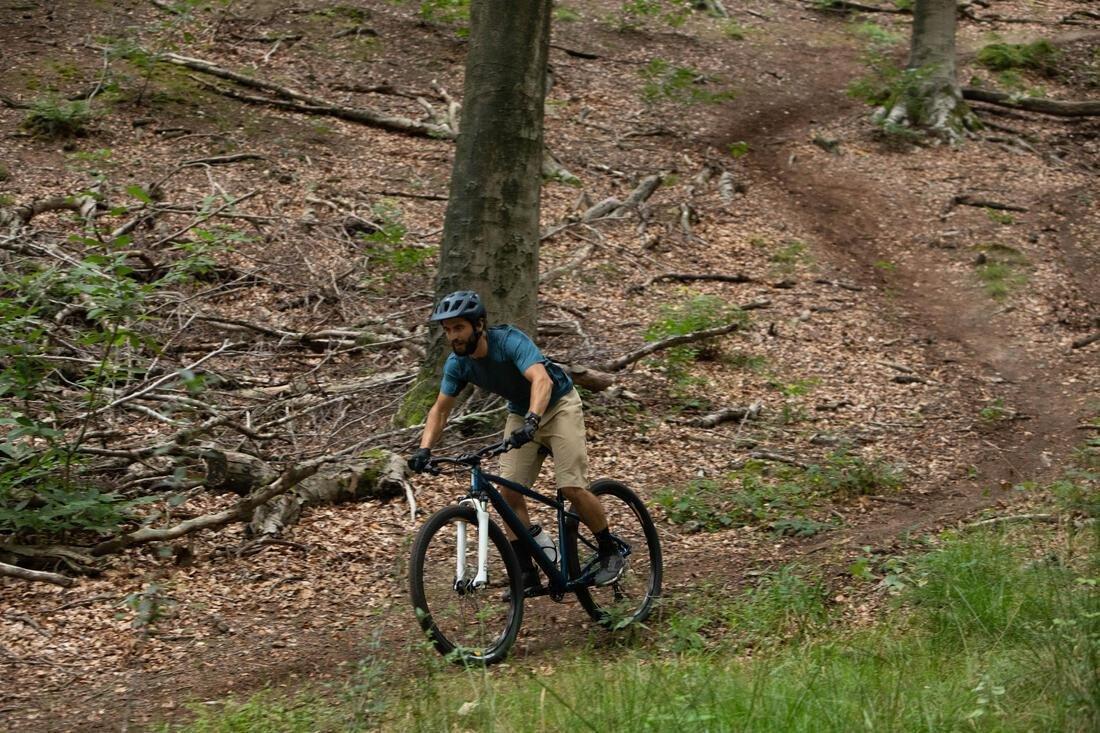 Mens Short-Sleeved Mountain Bike Jersey - Expl 100, Blue, No Color, large image number 12