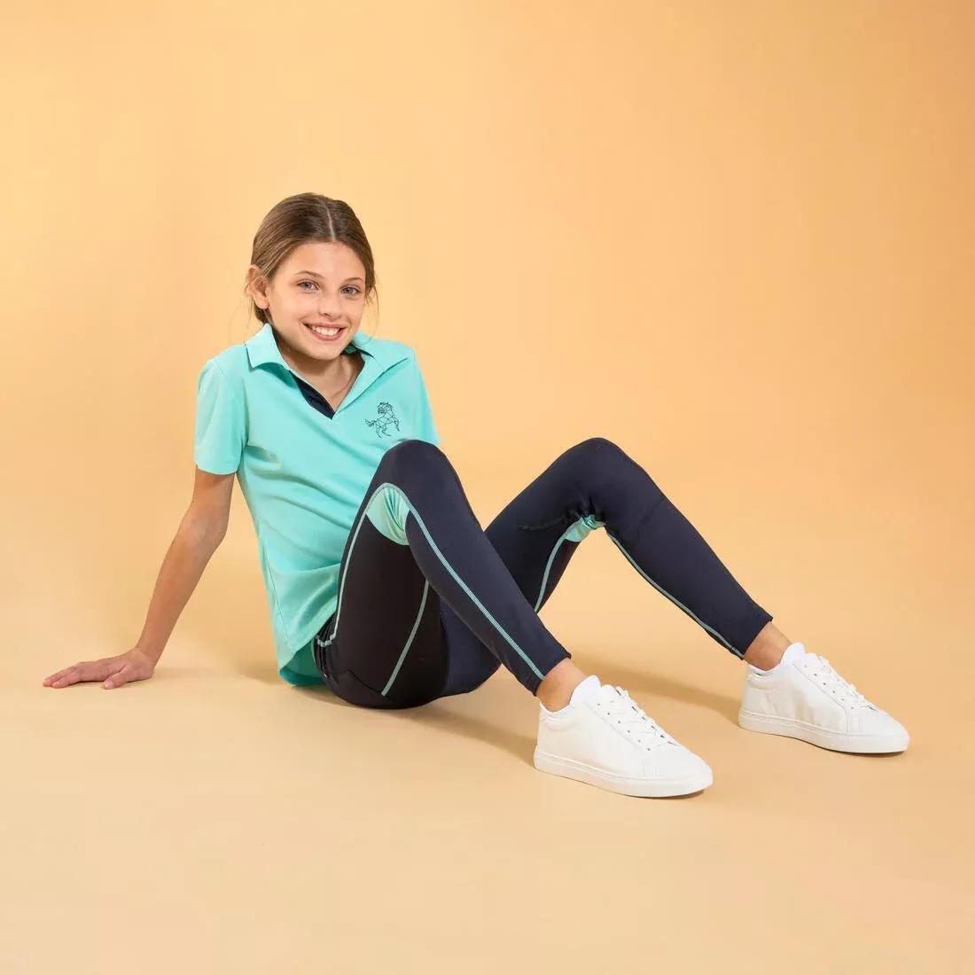 Kids Unisex Light Horse Riding Leggings - 100, Blue, , large image number 2