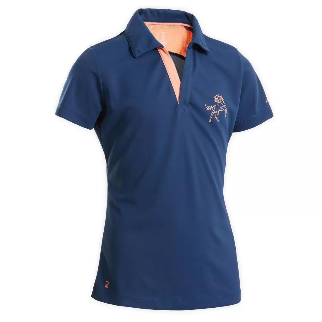 Horse Riding Short-Sleeved Polo Shirt - 500, Navy, No Color, large image number 11