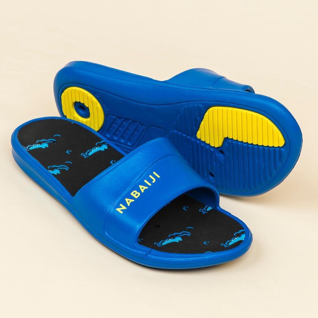 Kids Unisex Pool Derby Printed Sandals Slap - 500, Blue, , large image number 5