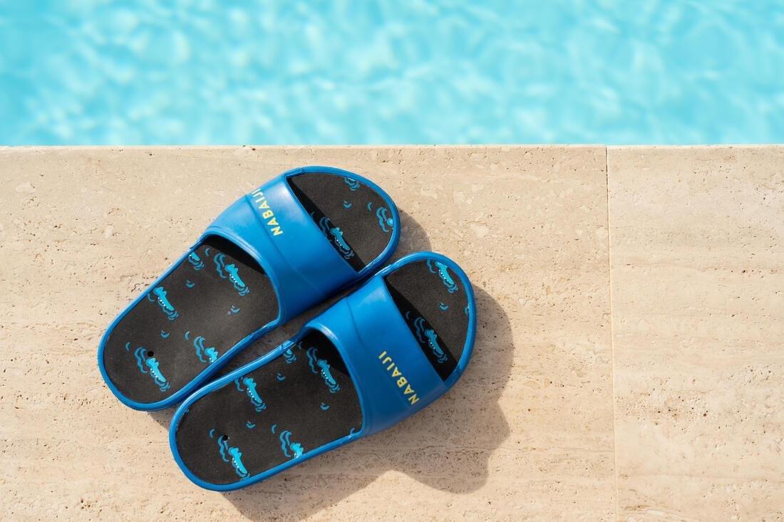 NABAIJI - Kids Pool Derby Printed Sandals Slap - 500, Blue