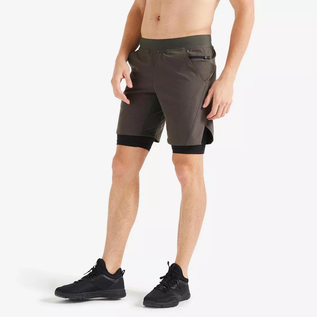 DOMYOS--SHORT 2 IN 1 GREY, , large image number 1