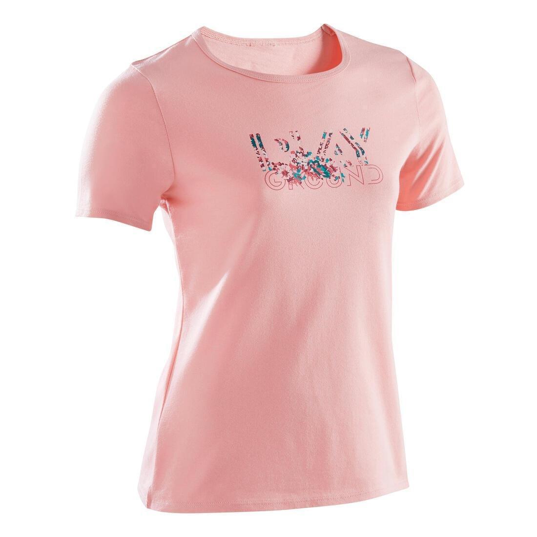 Kids Girls Short-Sleeved Gym T-Shirt - 100 Print, Pink, , large image number 0