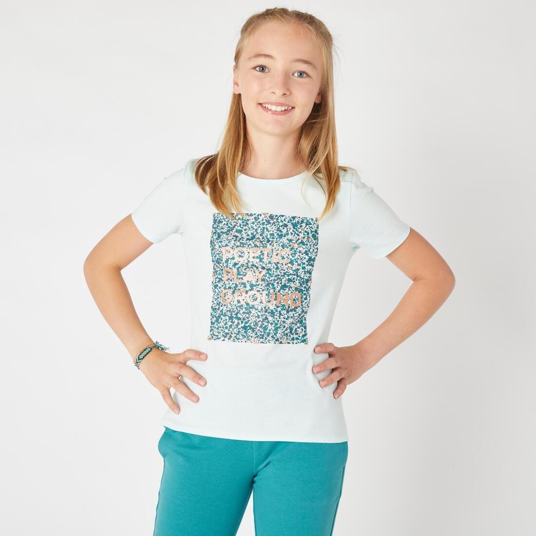 Kids Girls Short-Sleeved Gym T-Shirt - 100 Print, Navy, , large image number 3