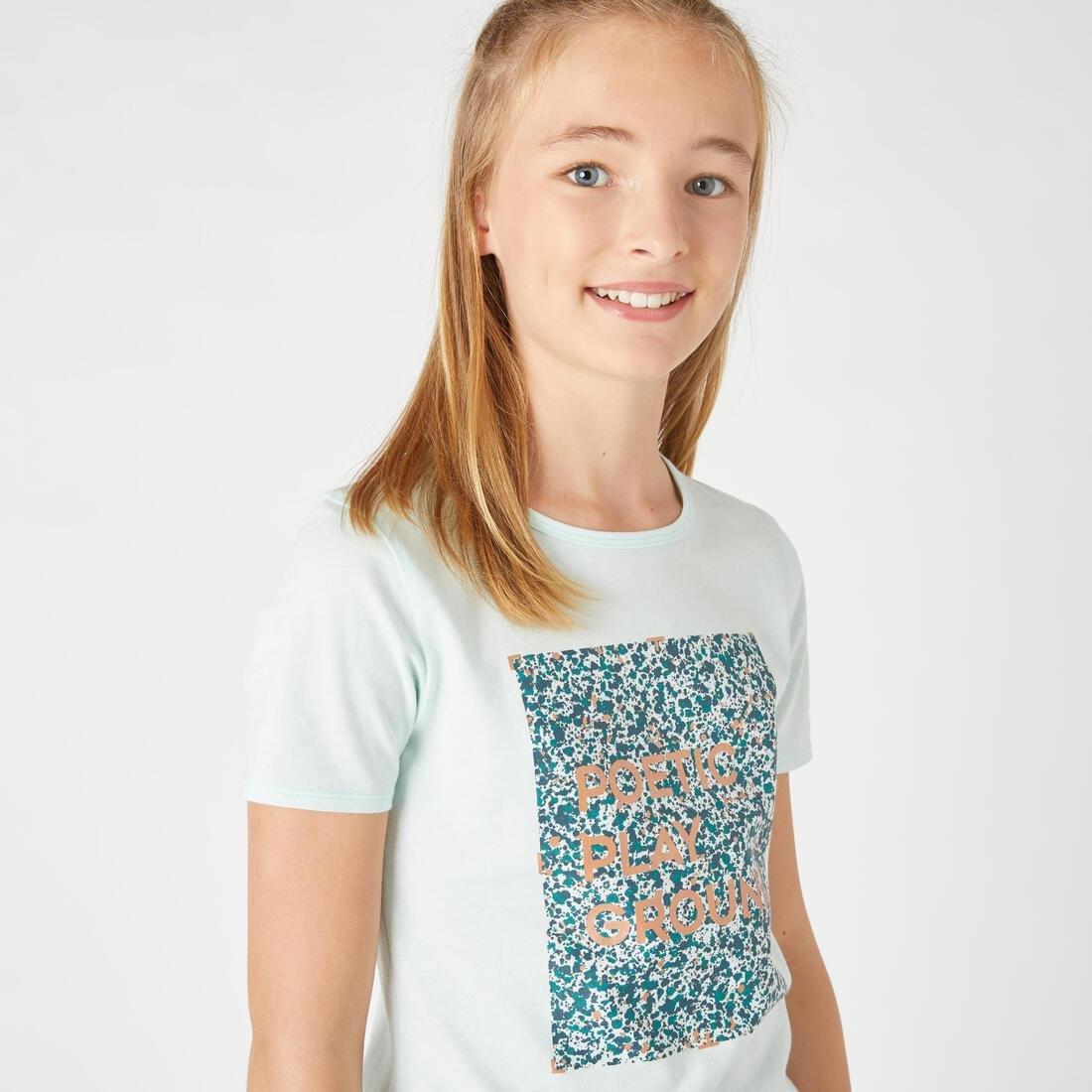 Kids Girls Short-Sleeved Gym T-Shirt - 100 Print, Navy, , large image number 7