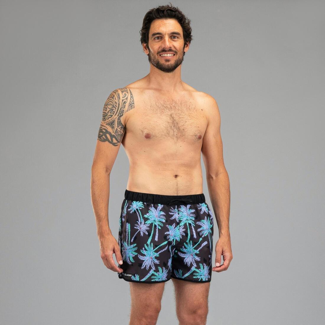 Men Surfing Short Boardshorts - 100 Sun Stripe, Black, , large image number 1