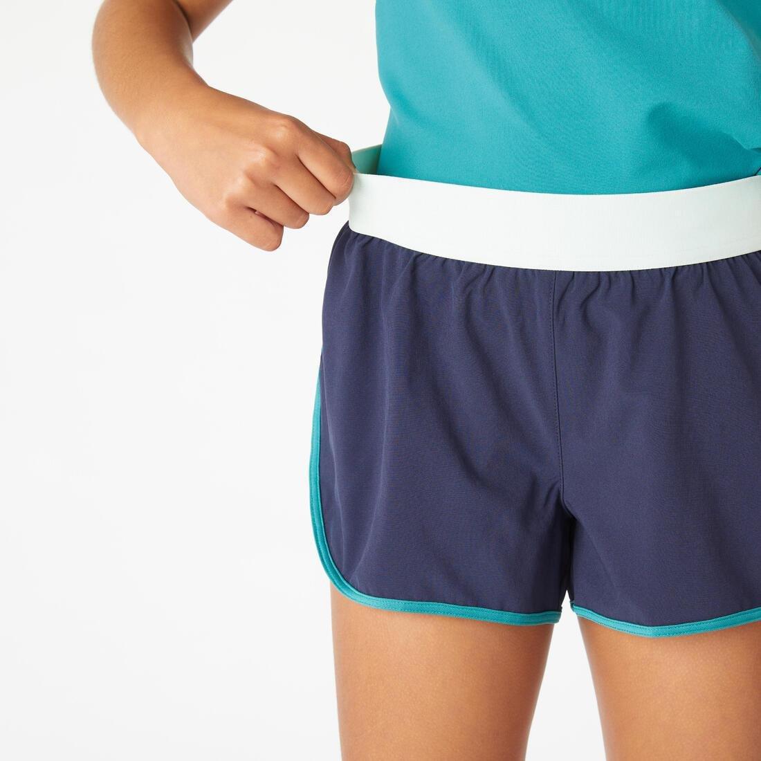 Kids Girls Breathable Double Gym Shorts - W500, Navy, , large image number 4