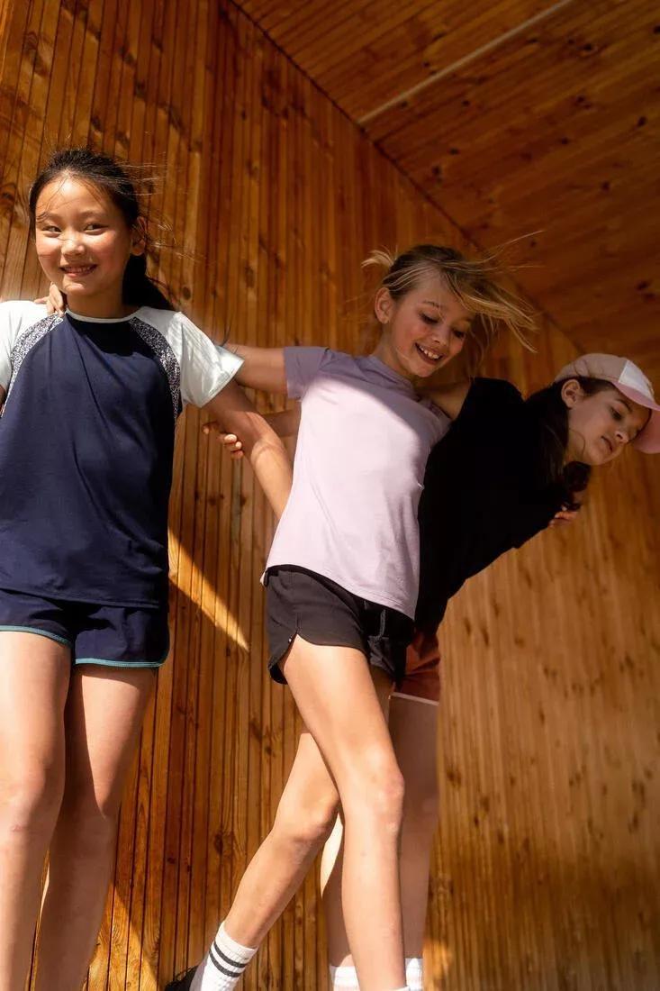 Kids Girls Breathable Double Gym Shorts - W500, Navy, , large image number 13