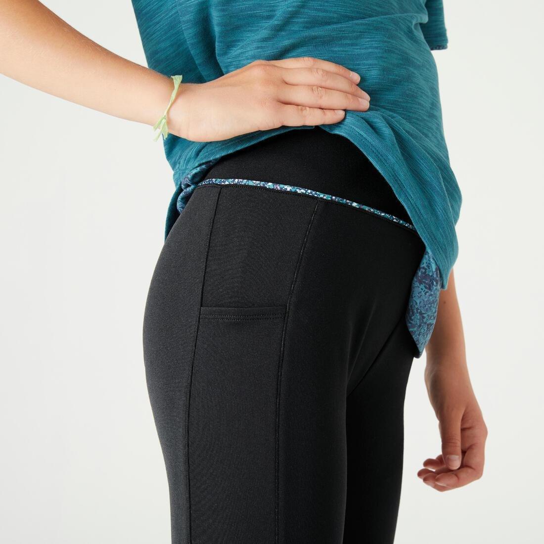 Kids Girls Breathable Cropped Leggings - S500, Black, No Color, large image number 3