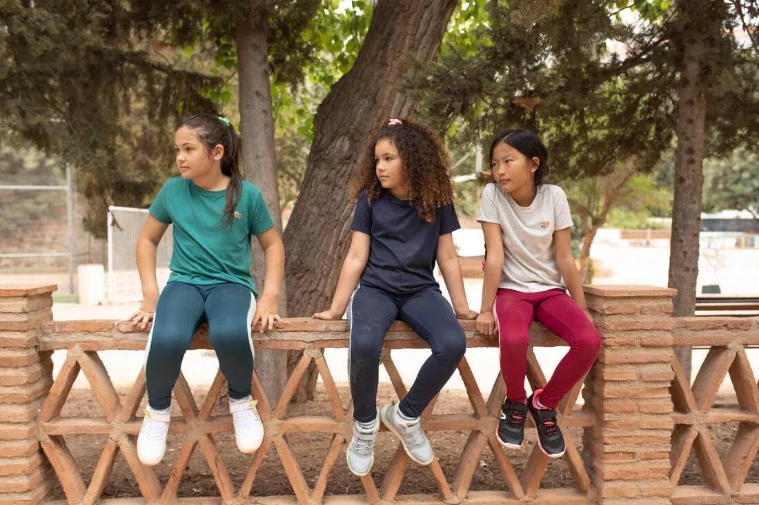 Kids Girls Breathable Leggings - S500, Navy, No Color, large image number 2