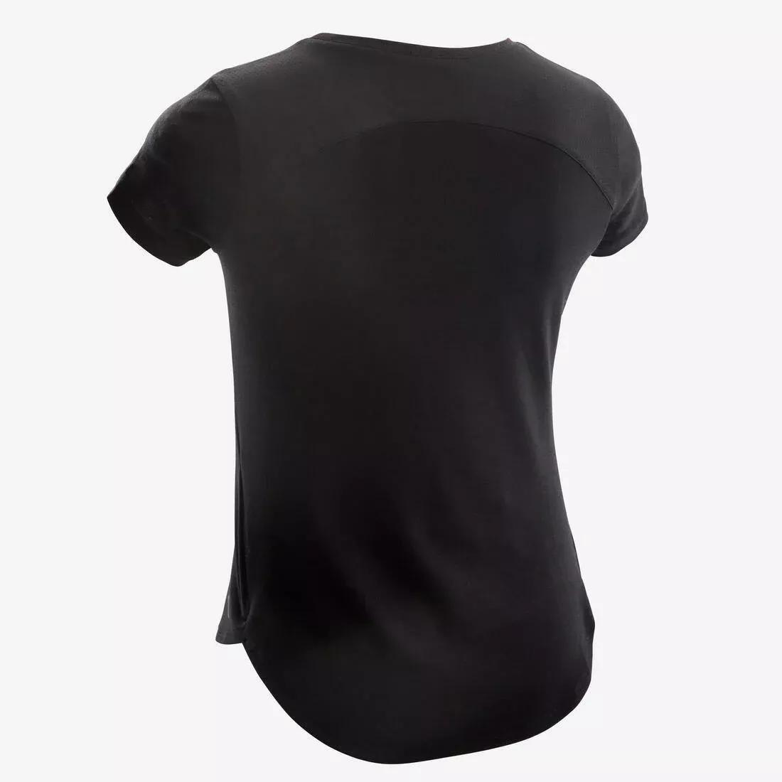 Kids Girls Breathable Short-Sleeved Gym T-Shirt - 500, Black, , large image number 5