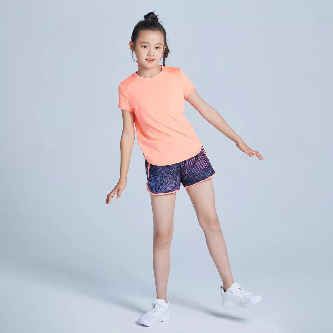 Kids Girls Breathable Short-Sleeved Gym T-Shirt - 500, Black, , large image number 11