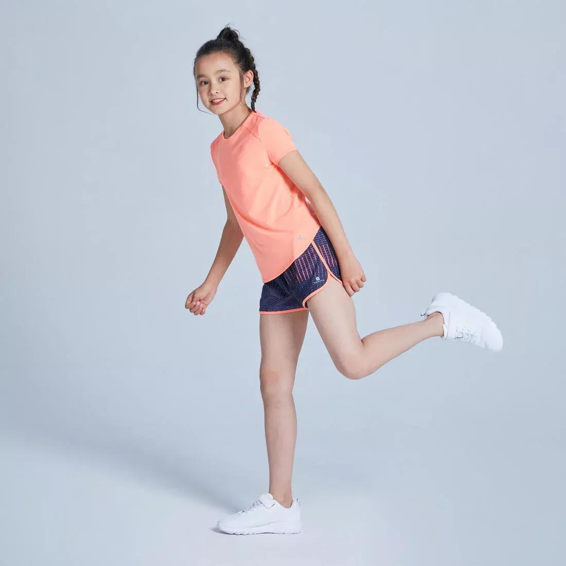 Kids Girls Breathable Short-Sleeved Gym T-Shirt - 500, Black, , large image number 12