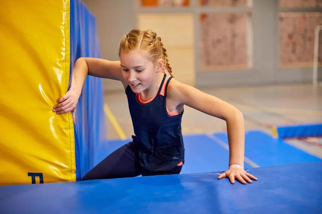 Kids Girls Breathable Gym Tank Top - 500 Plain, Navy, , large image number 6
