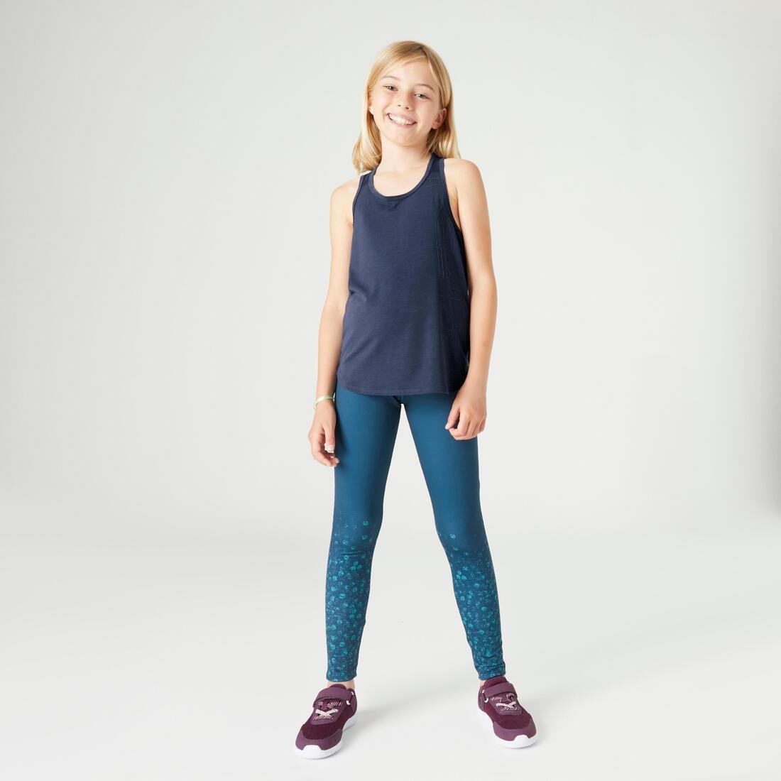 Kids Girls Breathable Gym Tank Top - 500 Plain, Navy, , large image number 13