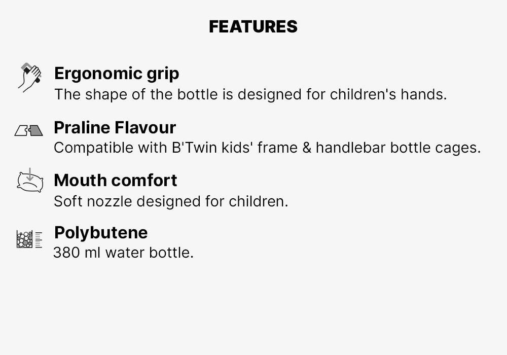 Kids 380 Ml Water Bottle - 500, Black, No Color, medium