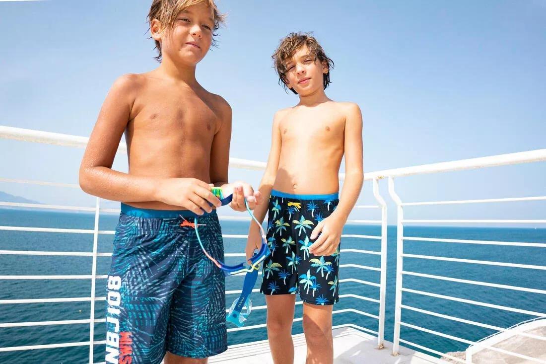 Kids Boys Long Swimming Swim Shorts - All Jo 100, Navy, , large image number 5