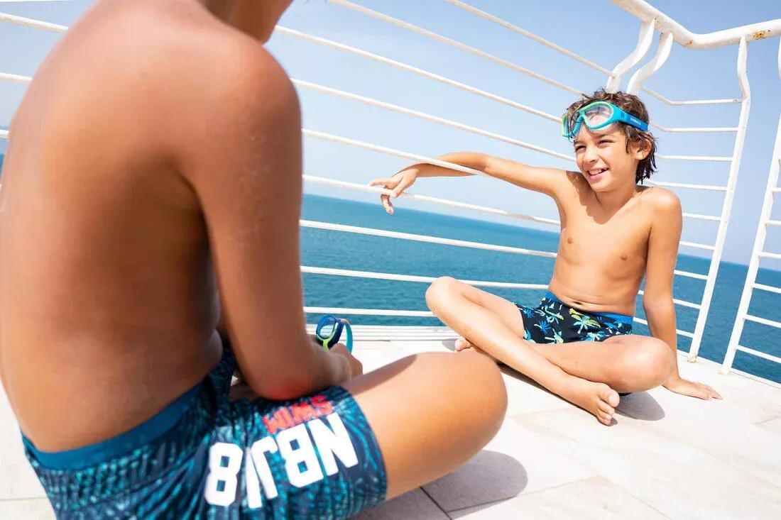 Kids Boys Long Swimming Swim Shorts - All Jo 100, Navy, , large image number 7