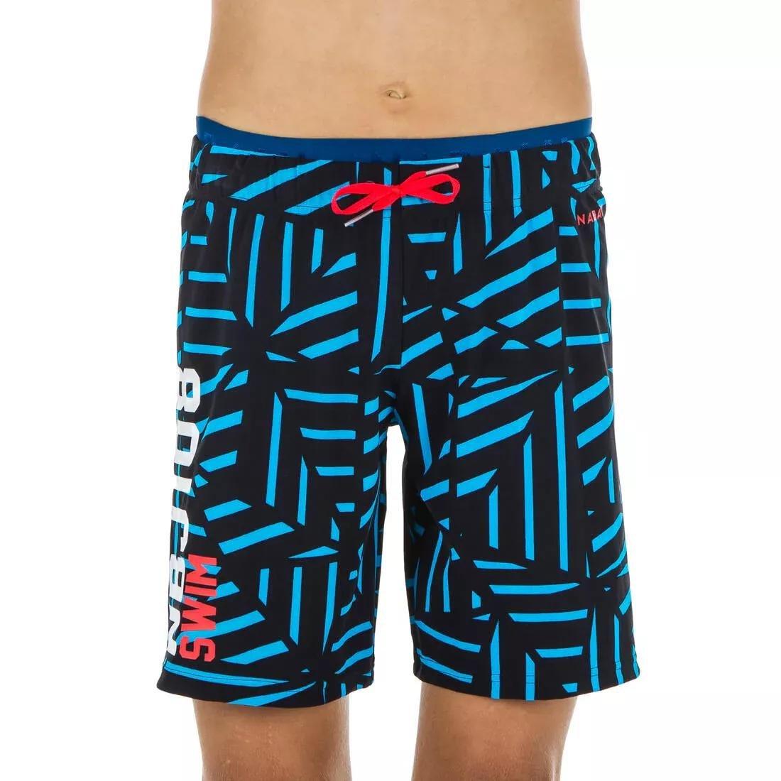 Kids Boys Long Swimming Swim Shorts - All Jo 100, Navy, , large image number 8