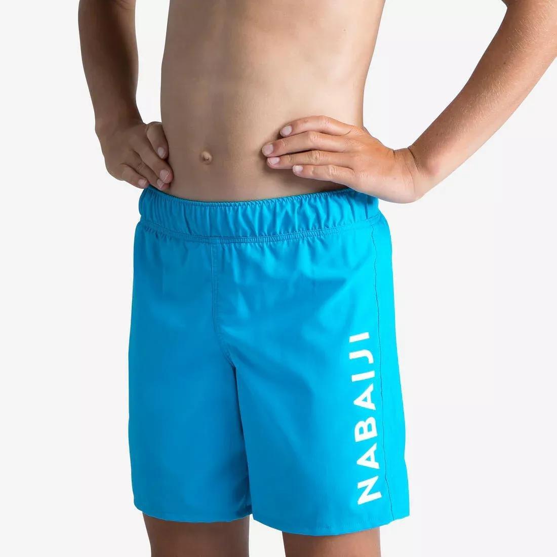 Kids Boys Swimming Shorts - 100 Basic, Blue, , large image number 0