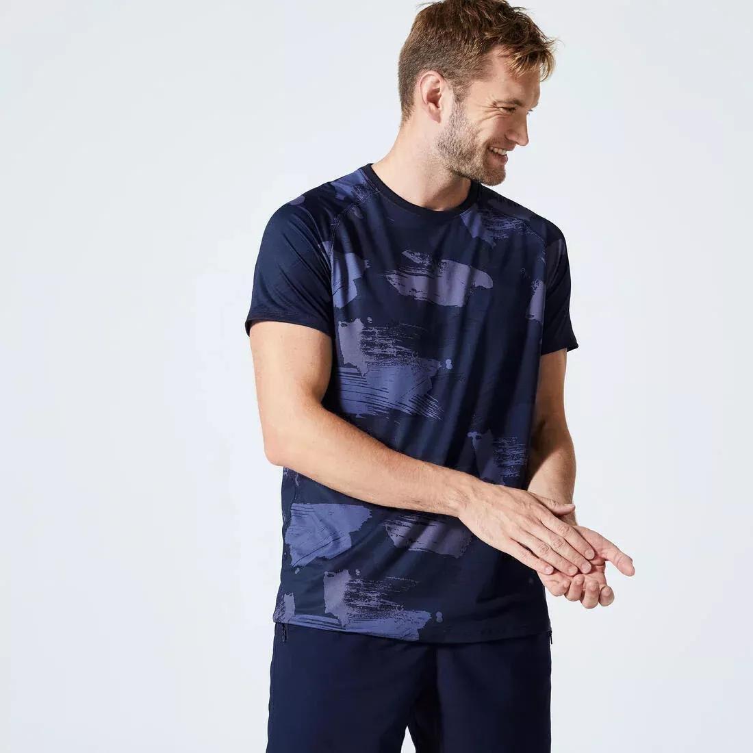 Men Fitness Breathable Essential Crew Neck T-Shirt, Blue, , large image number 3