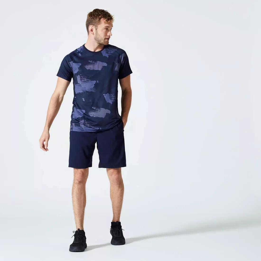 Men Fitness Breathable Essential Crew Neck T-Shirt, Blue, , large image number 4