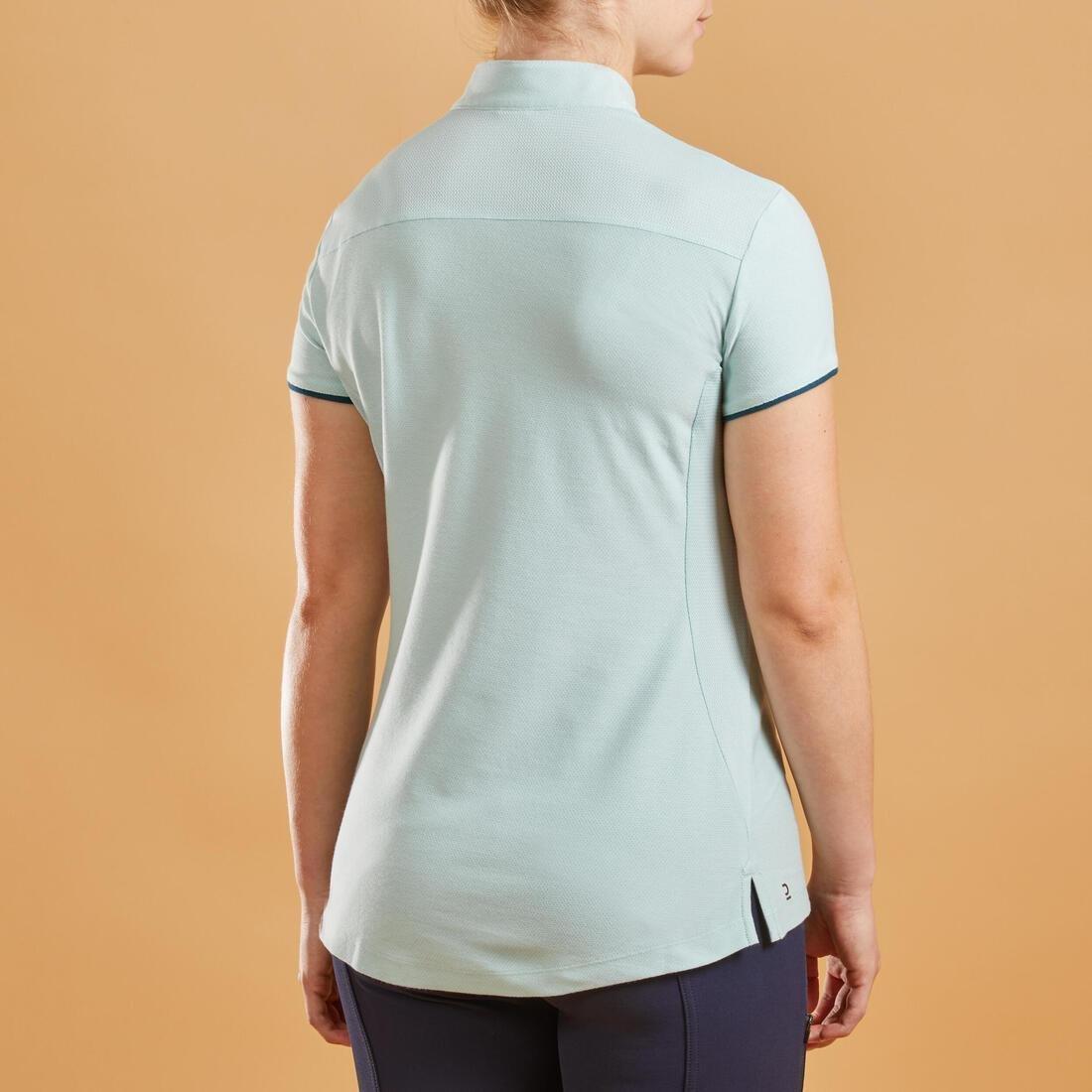 Womens Short-Sleeved Horse Riding Polo, Green, No Color, large image number 2