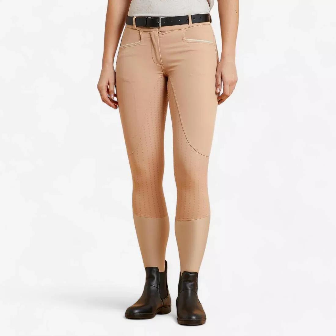 CARAMEL BEIGE Women's Equestrian Jodhpurs 580 Light Fullgrip, No Color, large image number 0