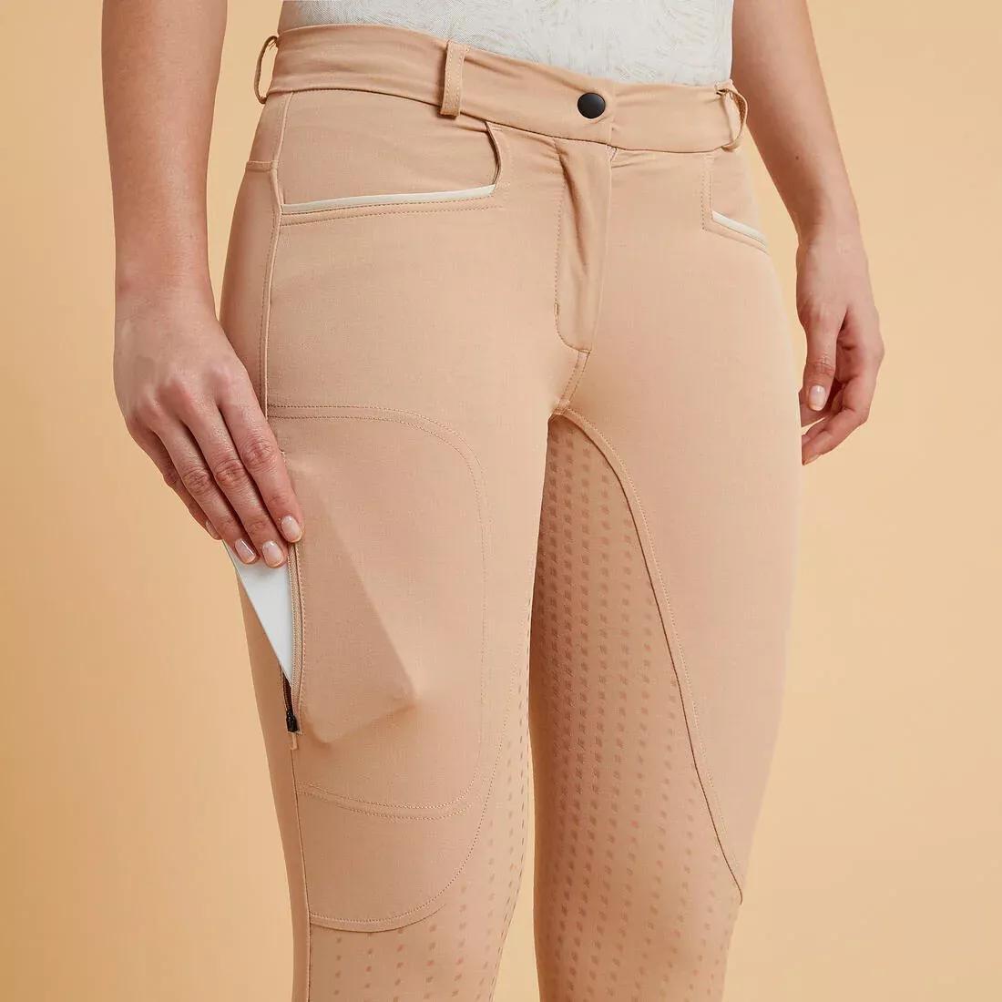 CARAMEL BEIGE Women's Equestrian Jodhpurs 580 Light Fullgrip, No Color, large image number 4