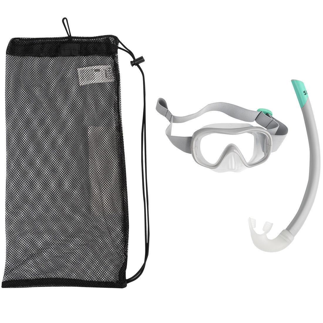 Kids Snorkelling Kit Subea Snorkel Mask - 100, Grey, , large image number 10