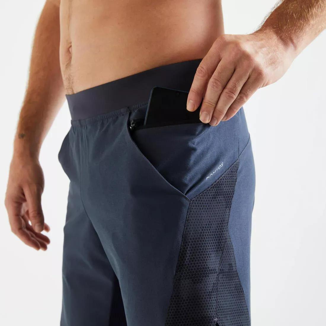 Men Zip Pocket Breathable 2-In-1 Fitness Shorts, Black, , large image number 3