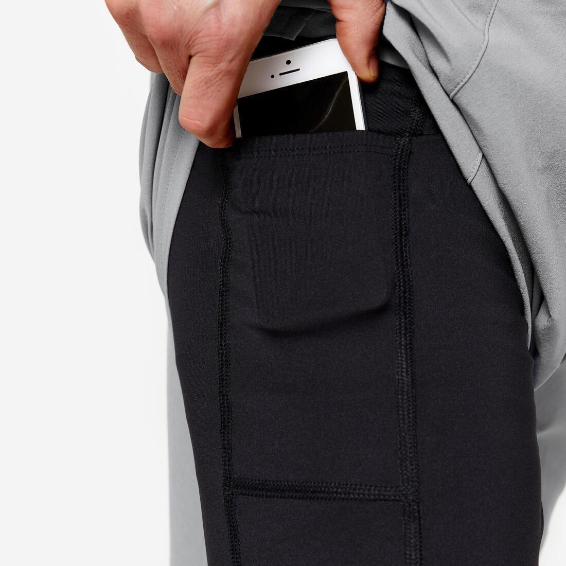Men Zip Pocket Breathable 2-In-1 Fitness Shorts, Black, , large image number 8