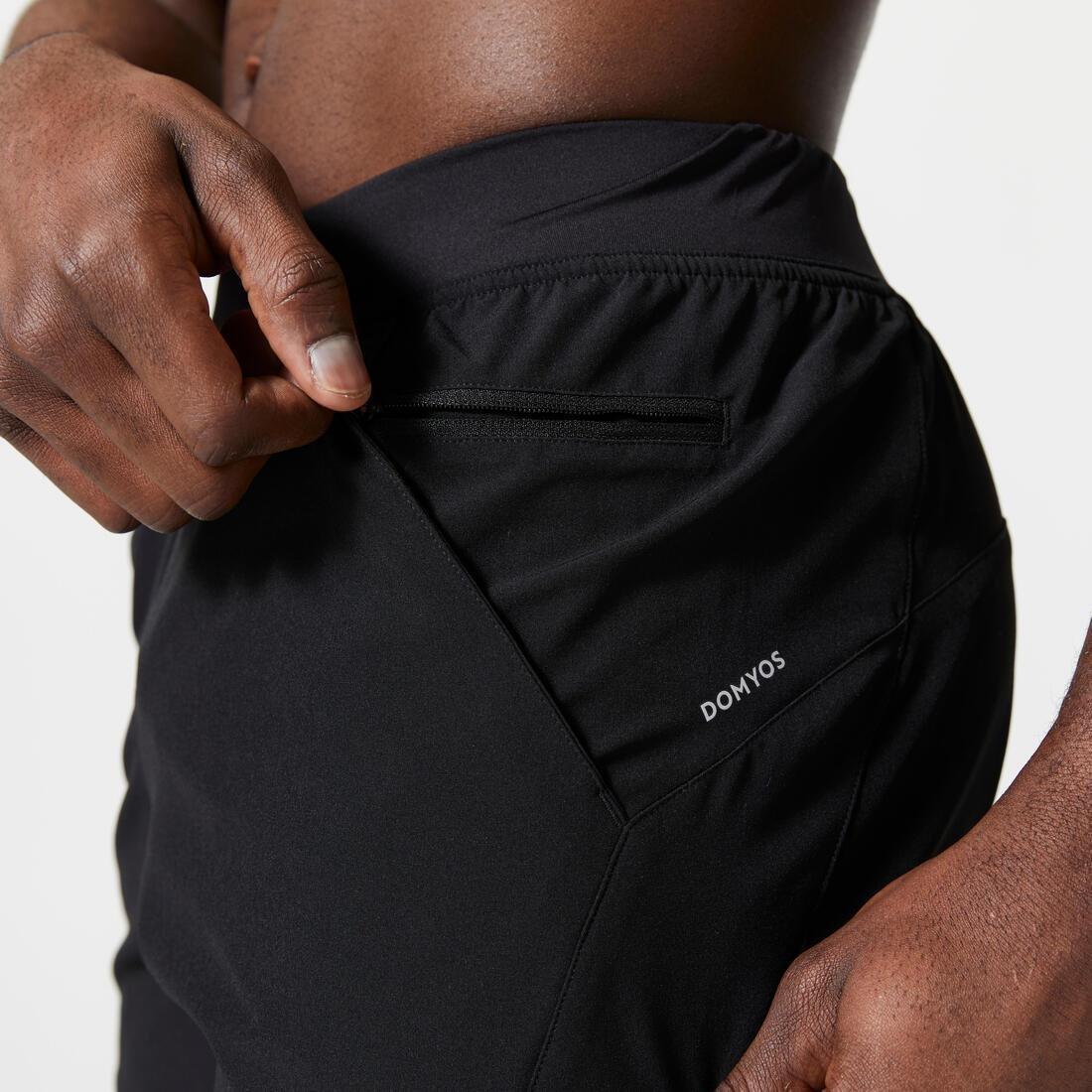 Men Zip Pocket Breathable 2-In-1 Fitness Shorts, Black, , large image number 11