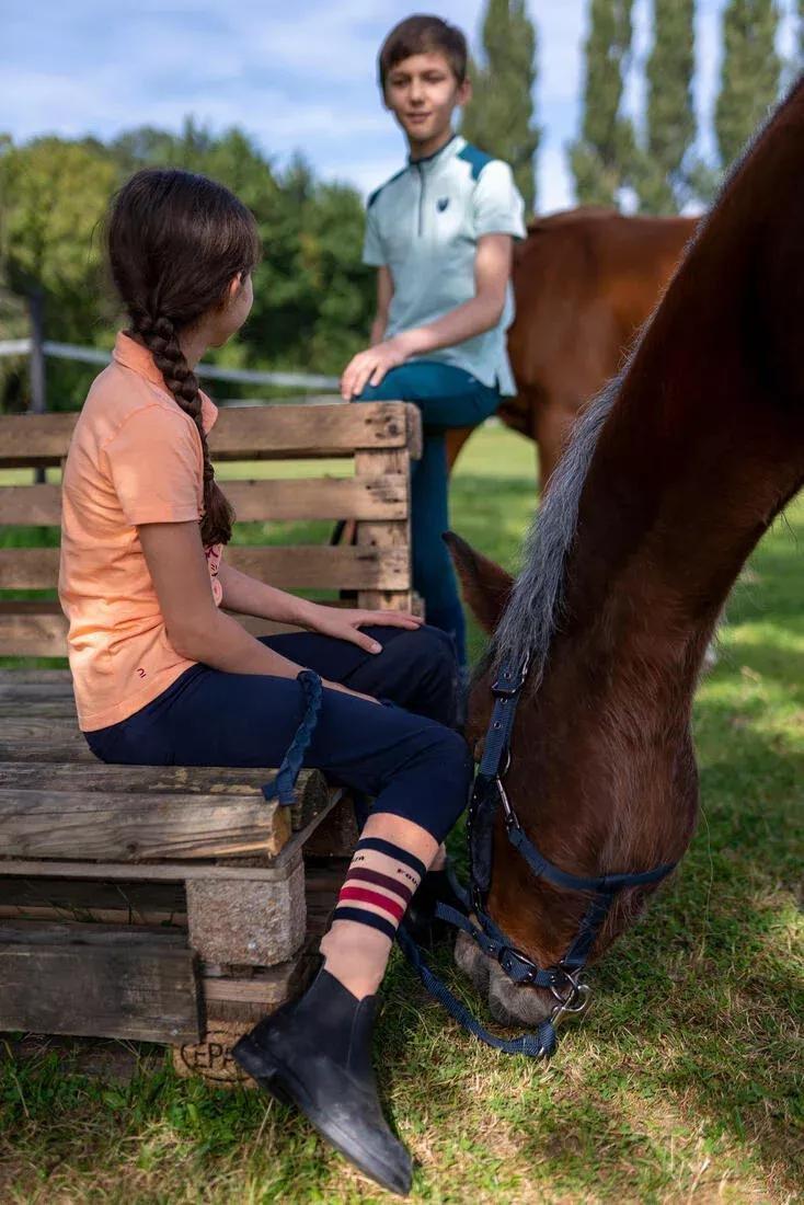 Kids Horse Riding Socks - Sks100 Stripes, Orange, No Color, large image number 10