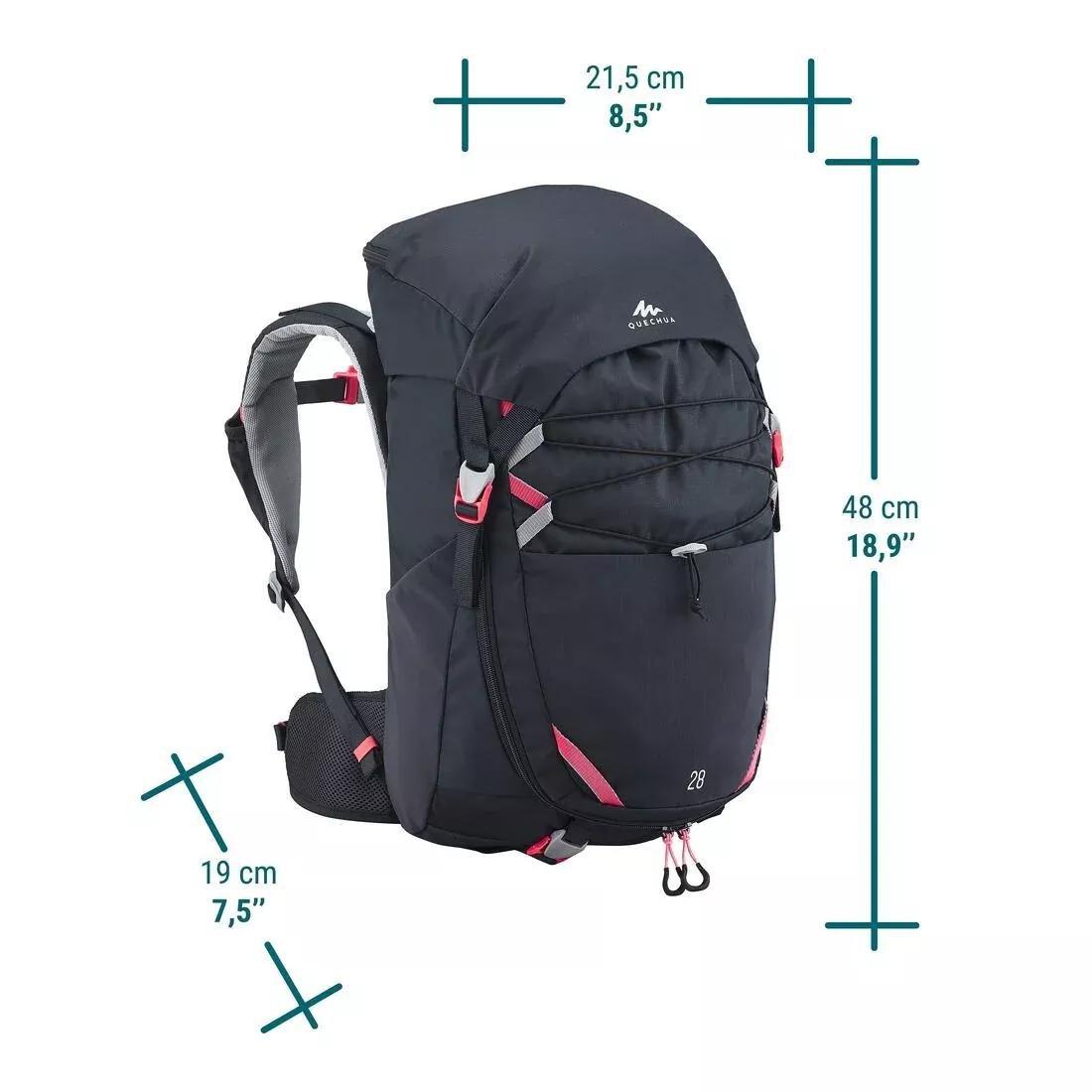 Kids Unisex Hiking Backpack - MH500 Age 7-15 28L, Grey, No Color, large image number 3