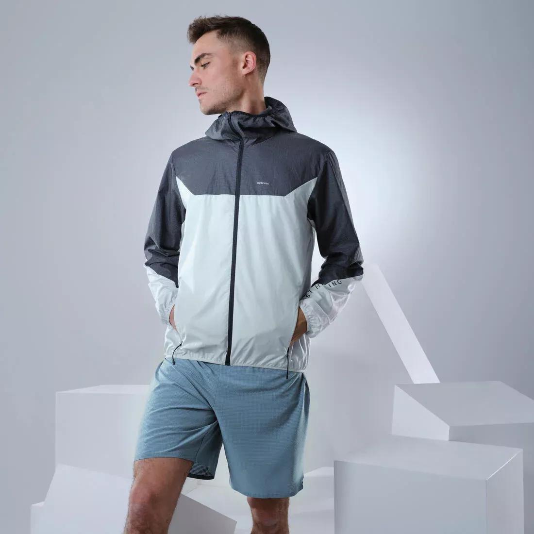 FOGGY BLUE Men's fast hiking windbreaker jacket FH500 Helium Wind, , large image number 7