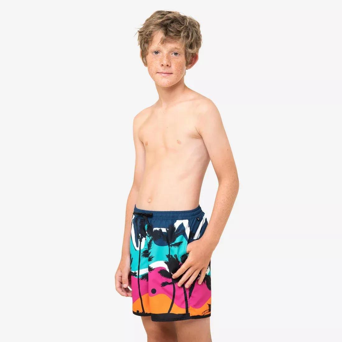 Kids Boys Swim Shorts - Sunset, Navy, No Color, medium