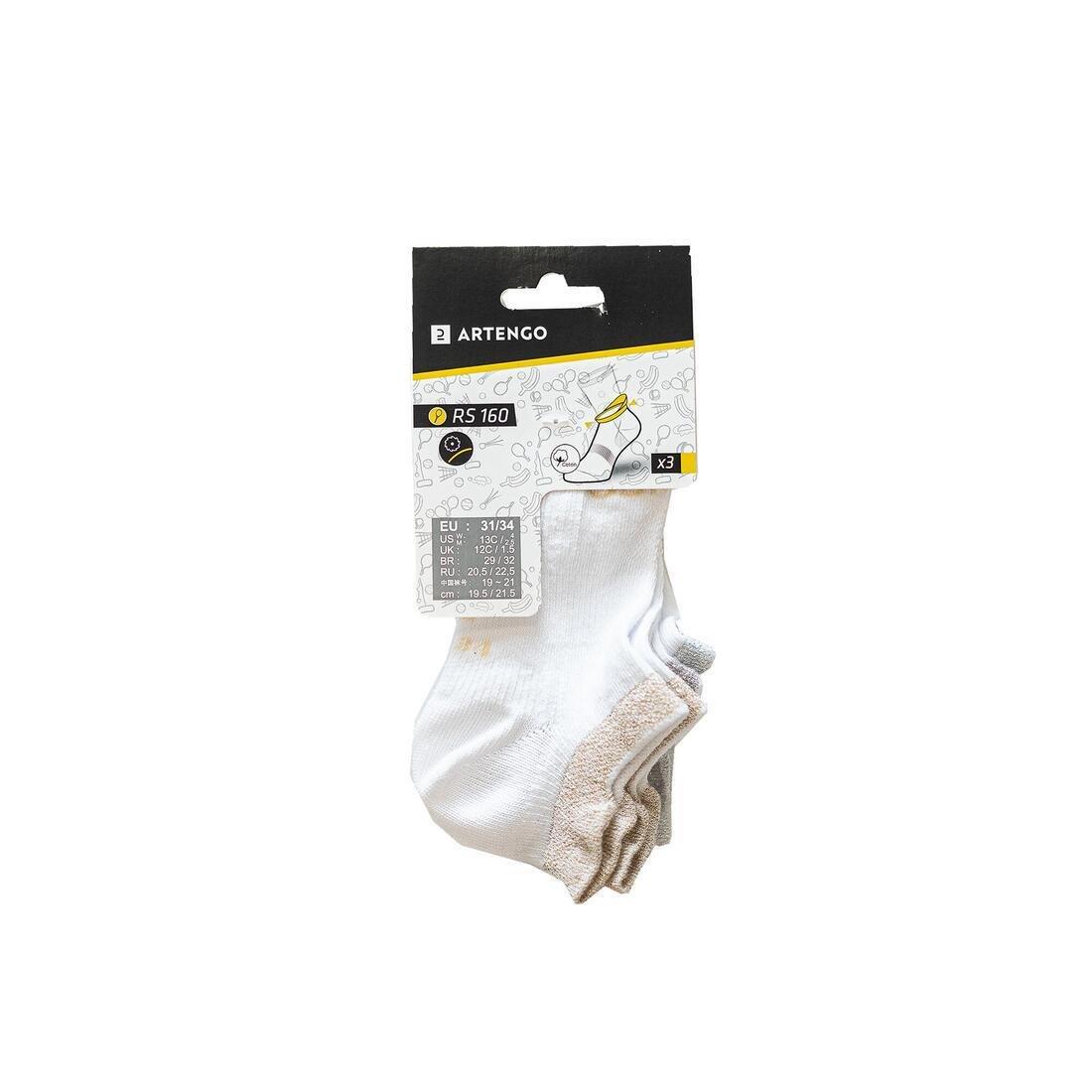 Kids Unisex Low Tennis Socks - Tri-Pack RS160, White, No Color, large image number 8