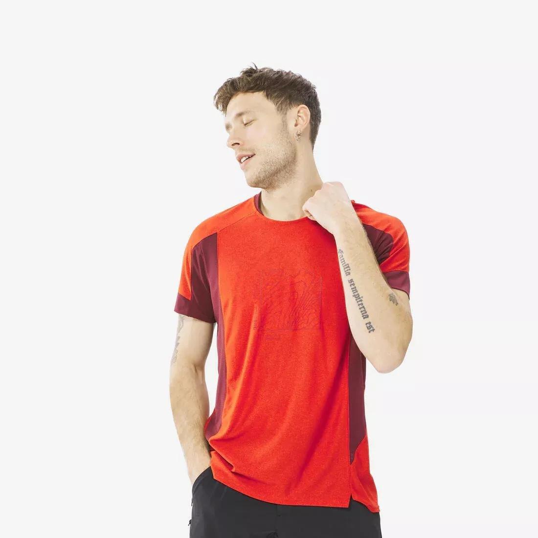 Men's Hiking Synthetic Short-Sleeved T-Shirt  MH500, vermilion red, , large image number 1