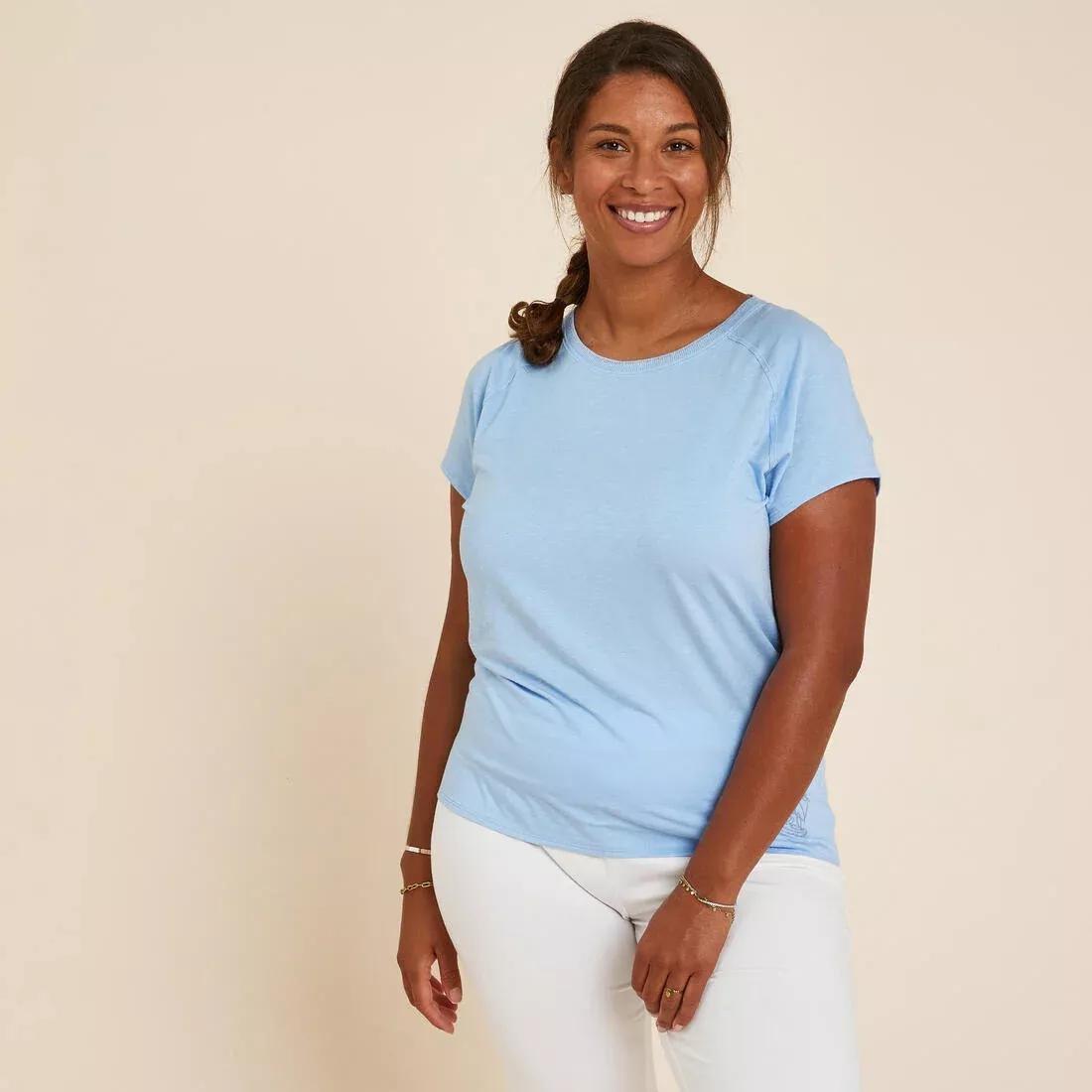 Womens Gentle Yoga T-Shirt, Blue, No Color, medium
