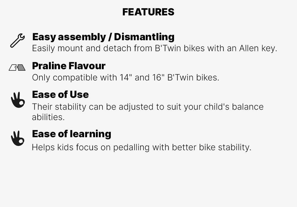 Kids Training Wheels - 500 For Btwin 14, Black, No Color, medium