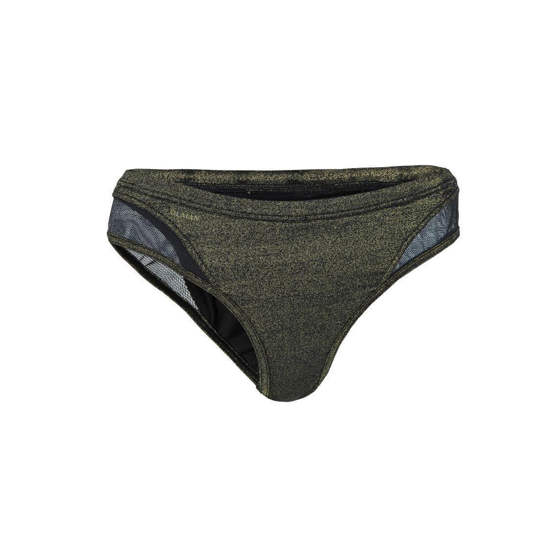 BLACK Women's Swimsuit Bottoms with Cut-Out & Drawstring SAVANA - SPARKLE GOLD, , large image number 2