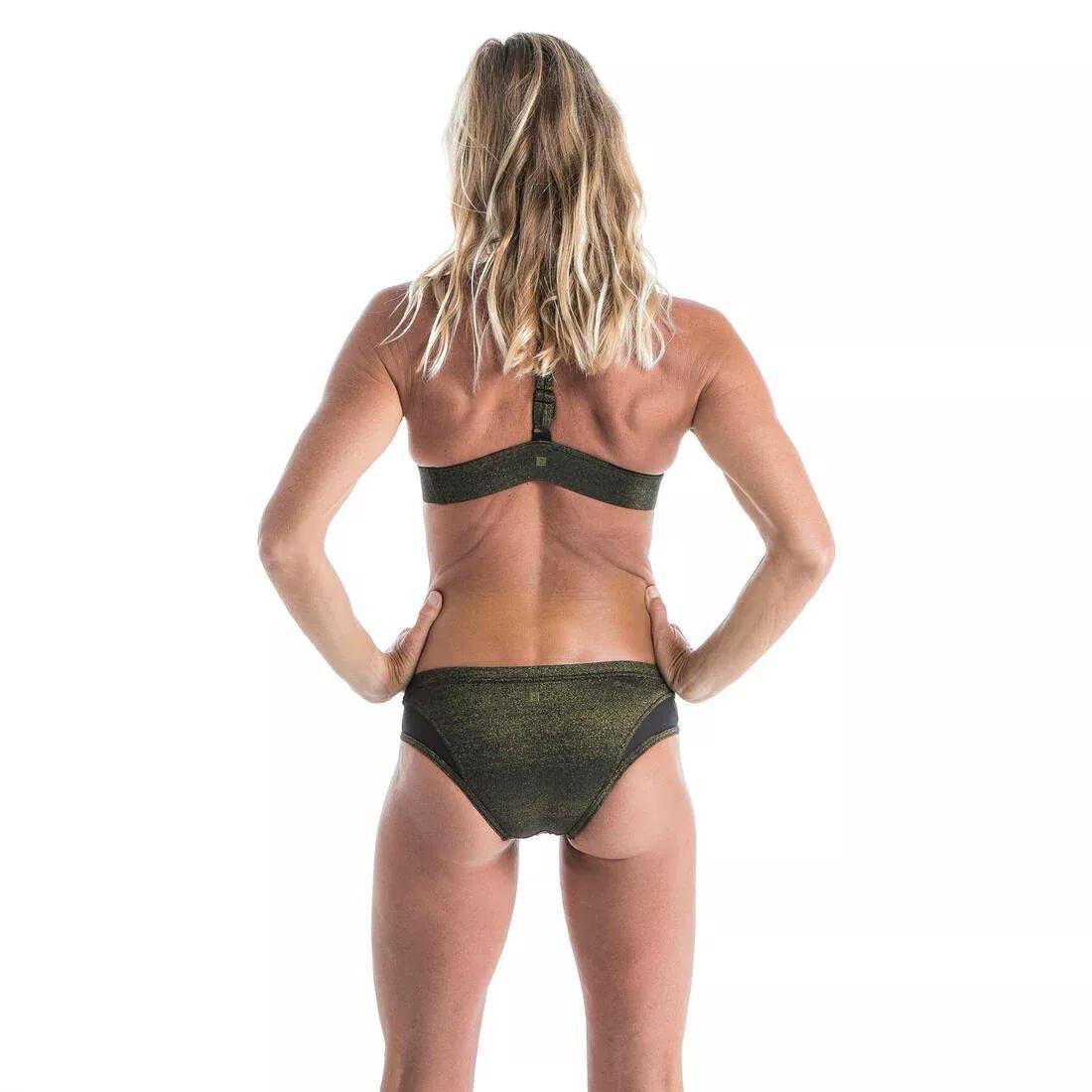 BLACK Women's Swimsuit Bottoms with Cut-Out & Drawstring SAVANA - SPARKLE GOLD, , large image number 4
