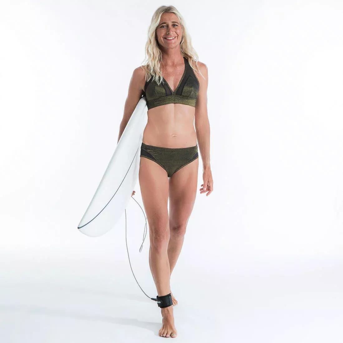 BLACK Women's Swimsuit Bottoms with Cut-Out & Drawstring SAVANA - SPARKLE GOLD, , large image number 6