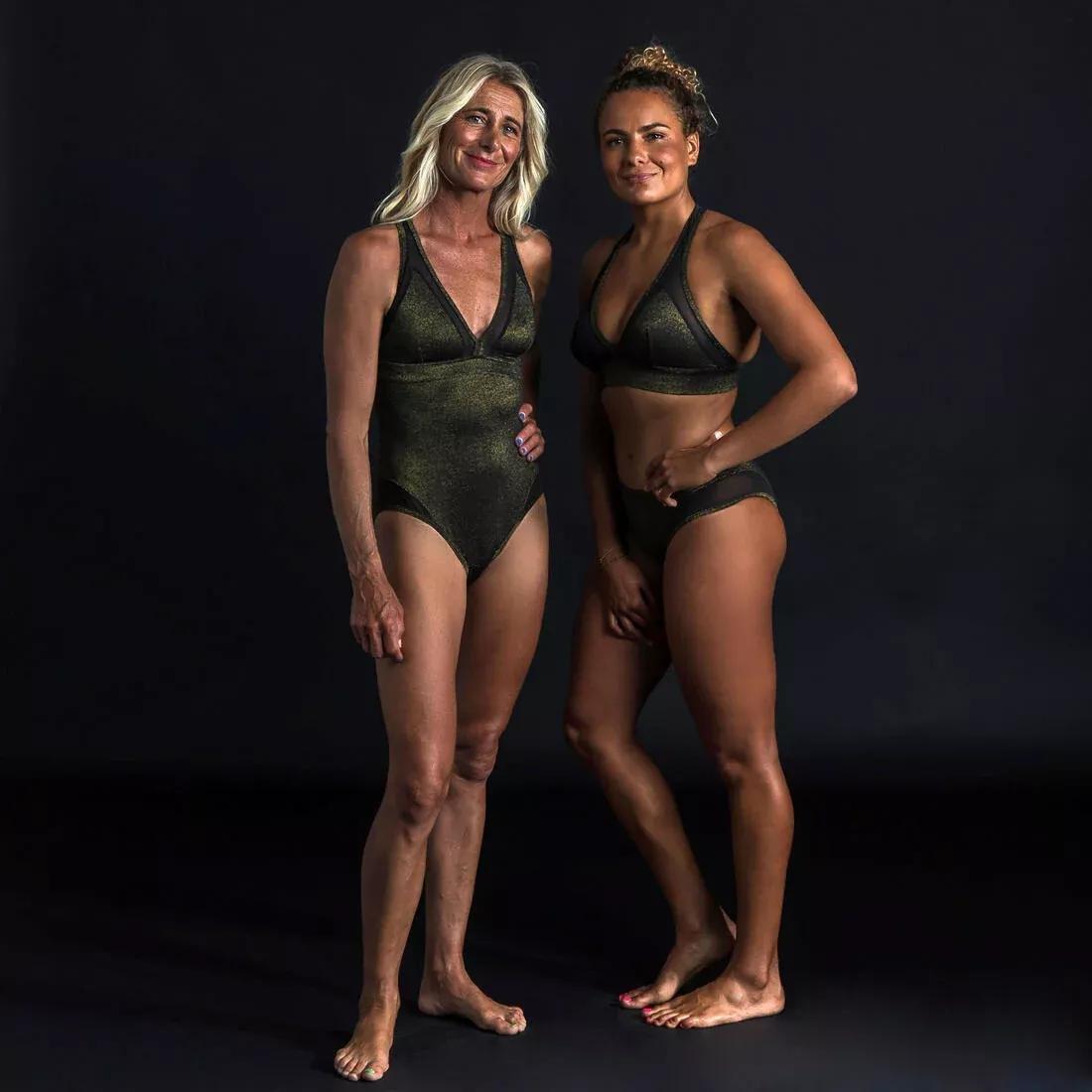 BLACK Women's Swimsuit Bottoms with Cut-Out & Drawstring SAVANA - SPARKLE GOLD, , large image number 7